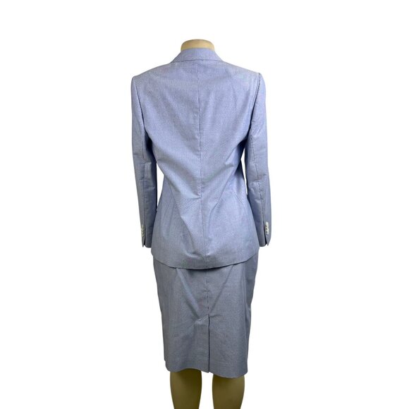 Brooks Brothers Womens Light Blue Cotton Blazer & Skirt Set Button Closures Sz 8 - Picture 3 of 16